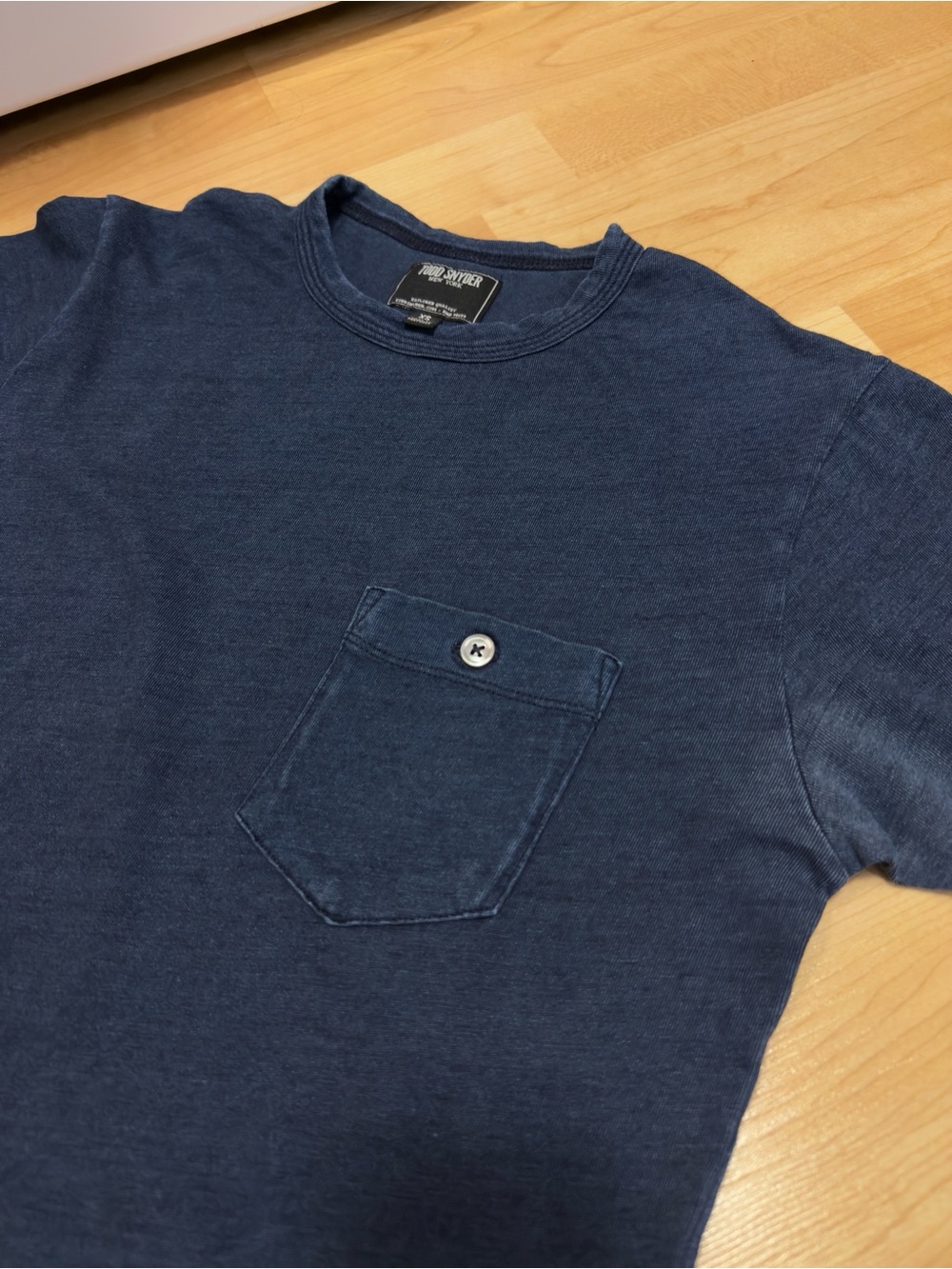 Todd Snyder Men’s Dark Indigo Slub Jersey Pocket Tee - Size XS Made In Portugal